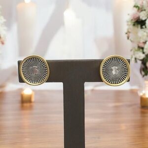 Oursin earrings with bezel with gold plated on silver 19MM